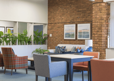 Interior of a supported housing home, featuring practical yet inviting contract furniture for independent and retirement living.